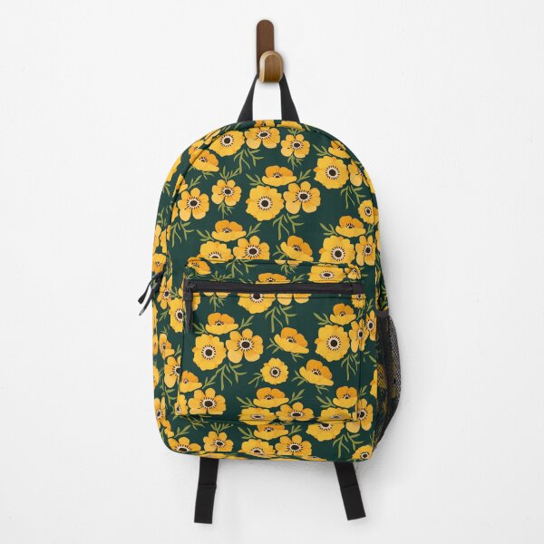 Item preview, Golden Wildflower Pattern on Deep Green Botanical designed and sold by QuietBloom80.