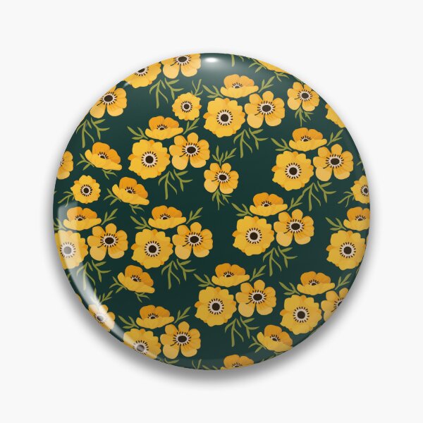 Item preview, Golden Wildflower Pattern on Deep Green Botanical designed and sold by QuietBloom80.