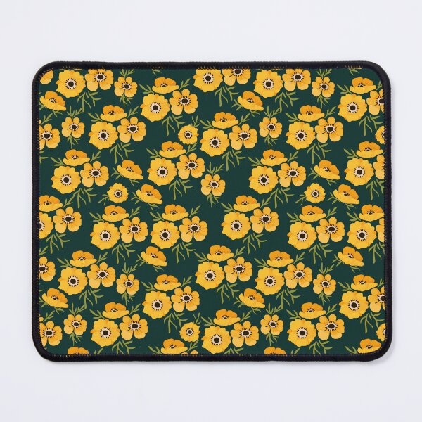 Item preview, Golden Wildflower Pattern on Deep Green Botanical designed and sold by QuietBloom80.