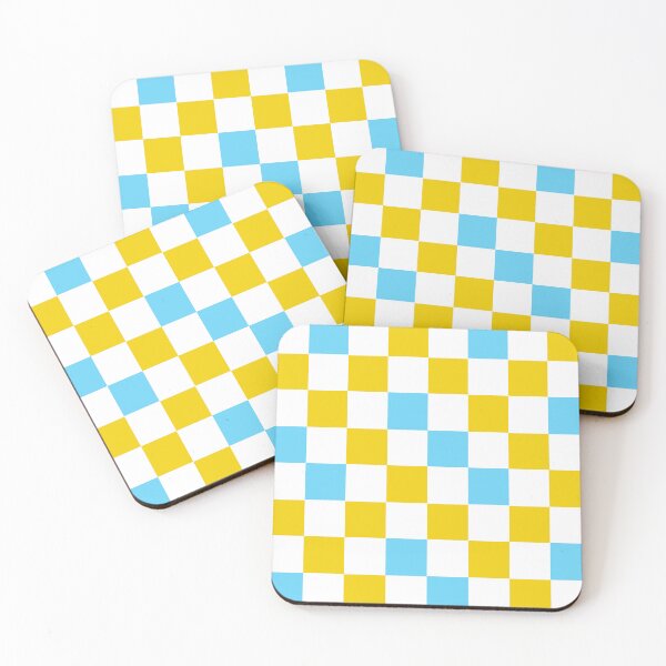 Item preview, Yellow White Blue Checkered Pattern Design  designed and sold by PatternTitan.