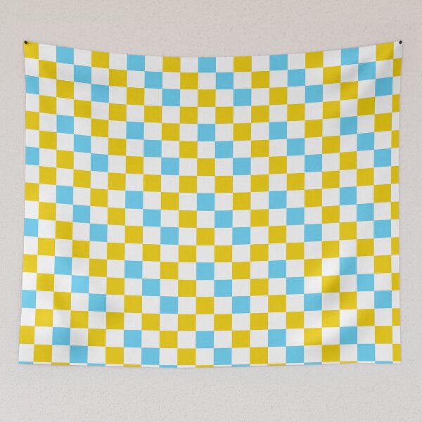 Item preview, Yellow White Blue Checkered Pattern Design  designed and sold by PatternTitan.