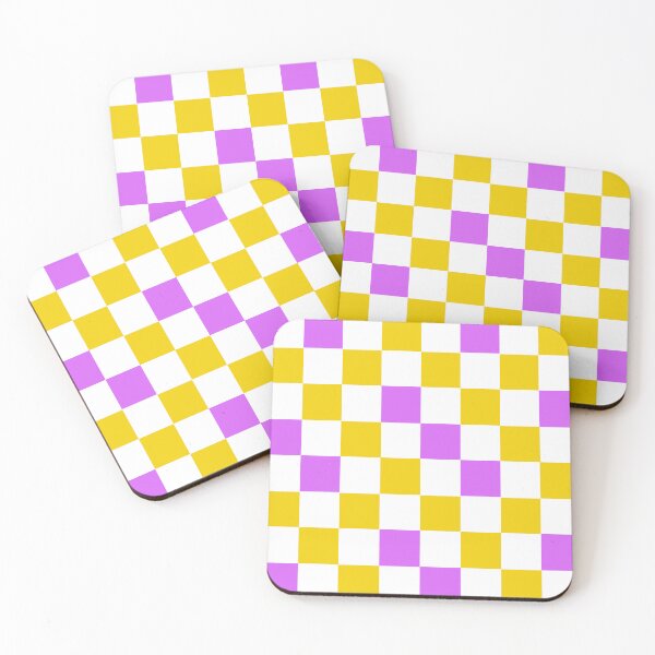 Item preview, Yellow White Purple Checkered Pattern Design  designed and sold by PatternTitan.