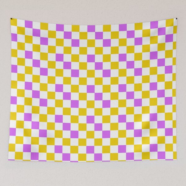 Item preview, Yellow White Purple Checkered Pattern Design  designed and sold by PatternTitan.