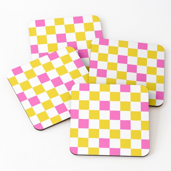 Item preview, Yellow White Pink Checkered Pattern Design  designed and sold by PatternTitan.