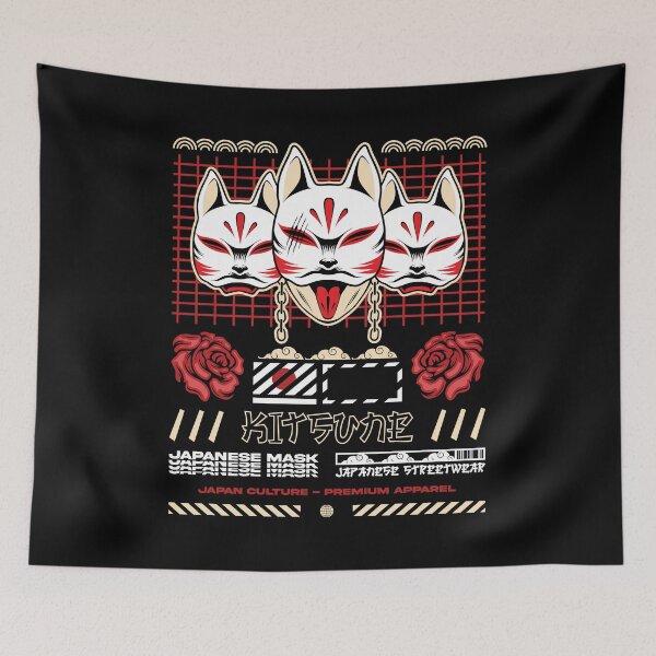 Item preview, Kitsune Japanese Fox Mask Streetwear designed and sold by Gallory Hive.