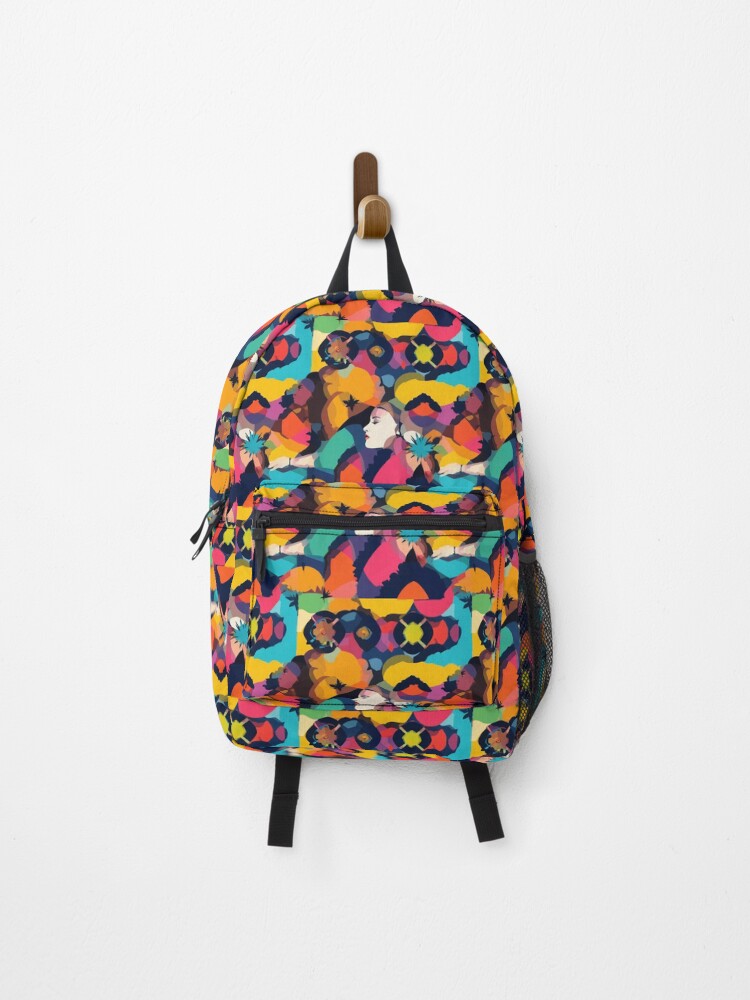Thumbnail 1 of 3, Backpack, Colorful Abstract Portrait Pattern designed and sold by Larryjhon.