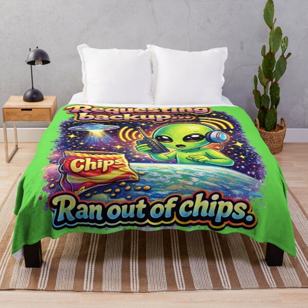 Item preview, Requesting Backup Ran Out Of Chips – Funny Alien Snack Shirt designed and sold by TroyTheTerrific.