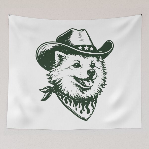 Item preview, Pomeranian Cowboy Western Outlaw Dog designed and sold by BrownHorse90s.