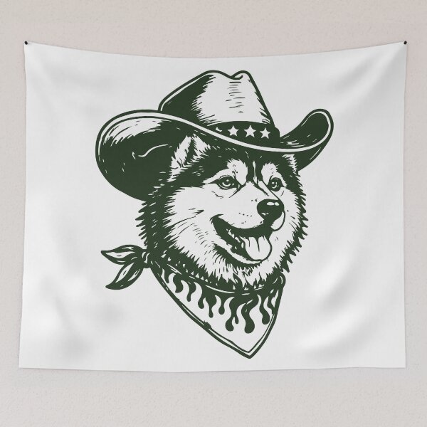 Item preview, Husky Cowboy Western Outlaw Dog designed and sold by BrownHorse90s.