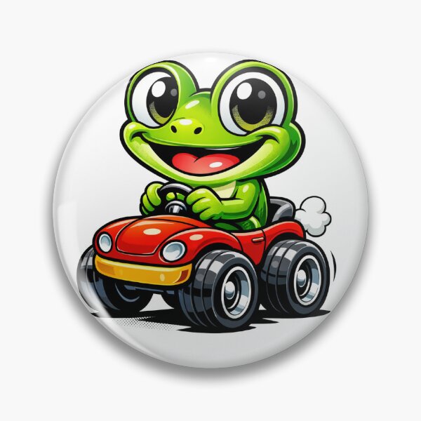 Item preview, A humorous absurd scene featuring a frog driving a tiny car with exaggerated confidence. The playful composition and bold graphic style designed and sold by Dejbar.