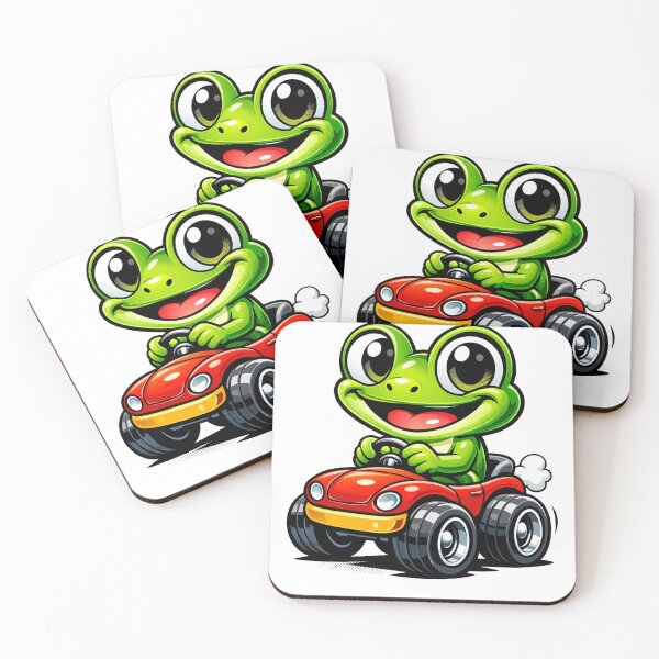 Item preview, A humorous absurd scene featuring a frog driving a tiny car with exaggerated confidence. The playful composition and bold graphic style designed and sold by Dejbar.