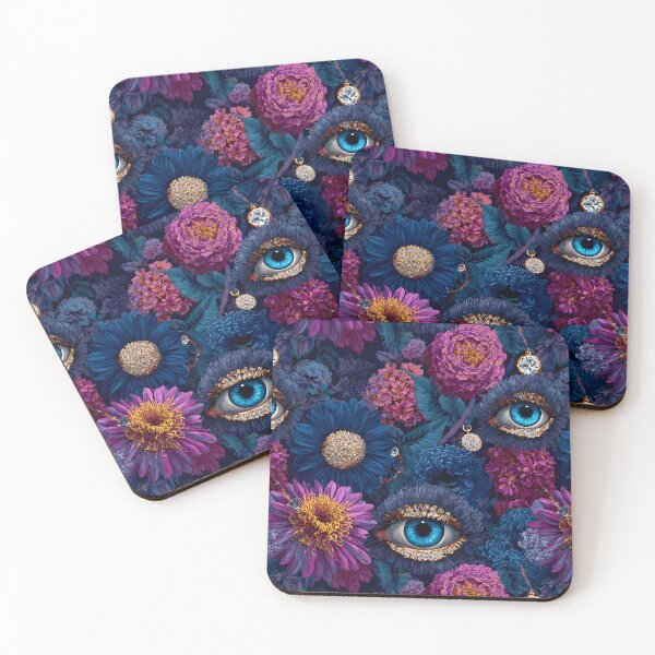 Item preview, Creepy Floral Eyes Retro Surrealistic Flowers Botanical Pattern designed and sold by SecretDicer.