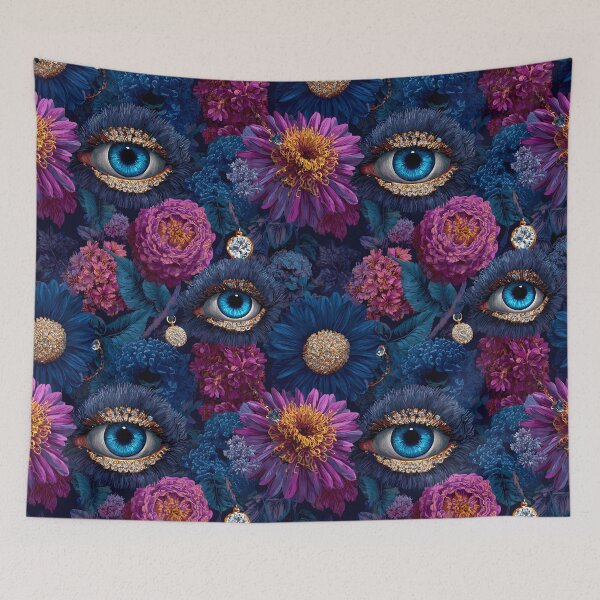 Item preview, Creepy Floral Eyes Retro Surrealistic Flowers Botanical Pattern designed and sold by SecretDicer.