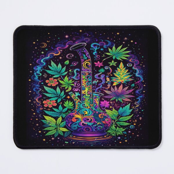 Item preview, Psychedelic Bong Garden Art Trippy Weed Leaf Glass Design designed and sold by POD DYNASTY.
