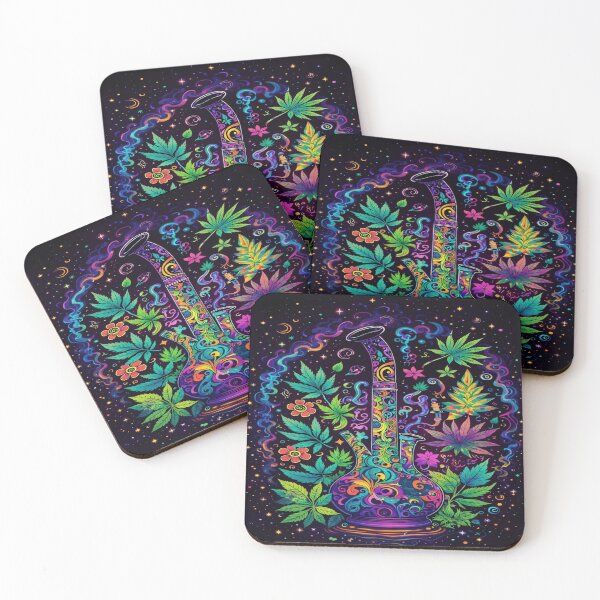 Item preview, Psychedelic Bong Garden Art  Trippy Weed Leaf Glass Design designed and sold by POD DYNASTY | Original Print On Demand T-Shirt Graphics.