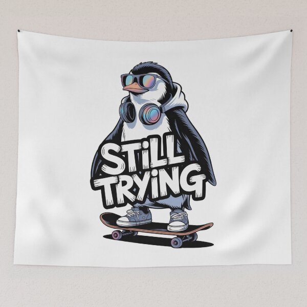 Item preview, graffiti penguin skater – board tricks - streetwear - kickflip - skateboarding - skater - skate life - skate culture  - Skateboarding animal designed and sold by JansenGS.