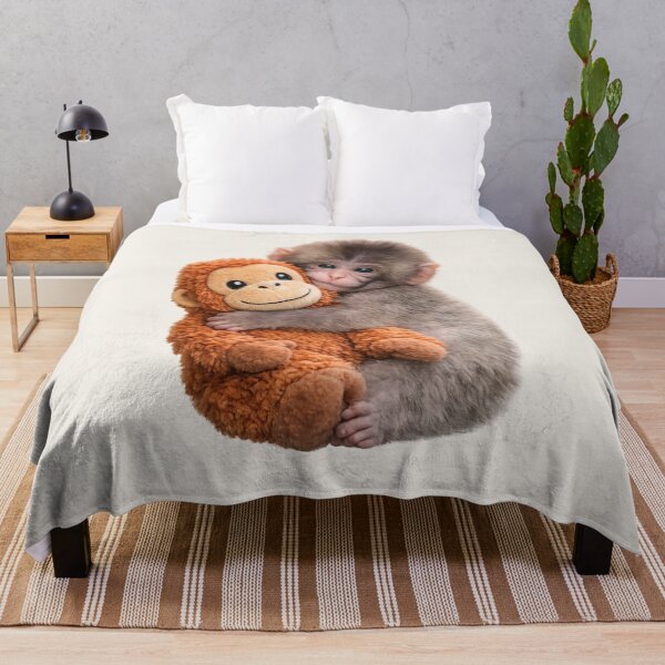 Item preview, Punch - Cute Sad Punch Baby Monkey Hugging Orangutan Plush Toy | Kawaii Comfort Friendship Team Punch Art designed and sold by PopCulturePixel.
