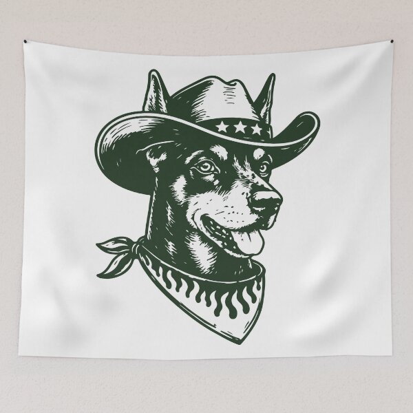 Item preview, Doberman Cowboy Western Outlaw Dog designed and sold by BrownHorse90s.
