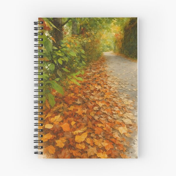 Item preview, Autumn Forest Path Covered with Golden Fallen Leaves – Fine Art Nature designed and sold by M.ALK.Watercolor.