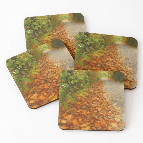 Item preview, Autumn Forest Path Covered with Golden Fallen Leaves – Fine Art Nature designed and sold by M.ALK.Watercolor.