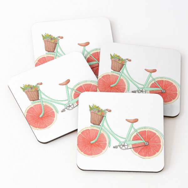 Item preview, Watercolor Grapefruit Bicycle with Flowers – Cute Cottagecore Summer Illustration designed and sold by Infinite Art.