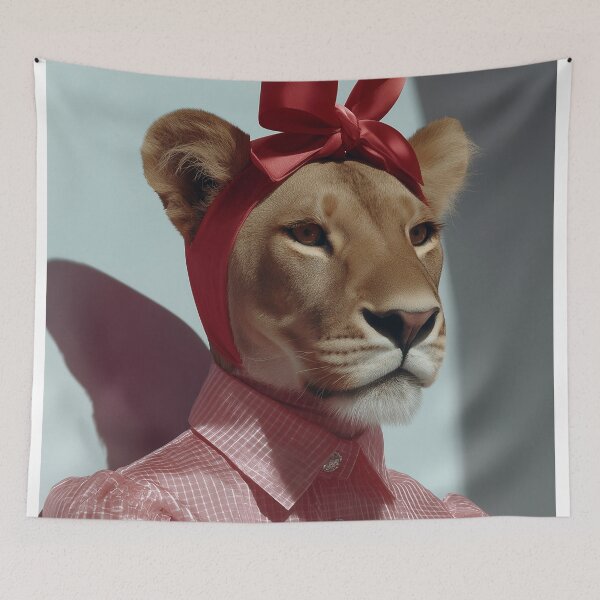 Item preview, Fashion Lioness Portrait With Red Bow designed and sold by Lala and Jull.