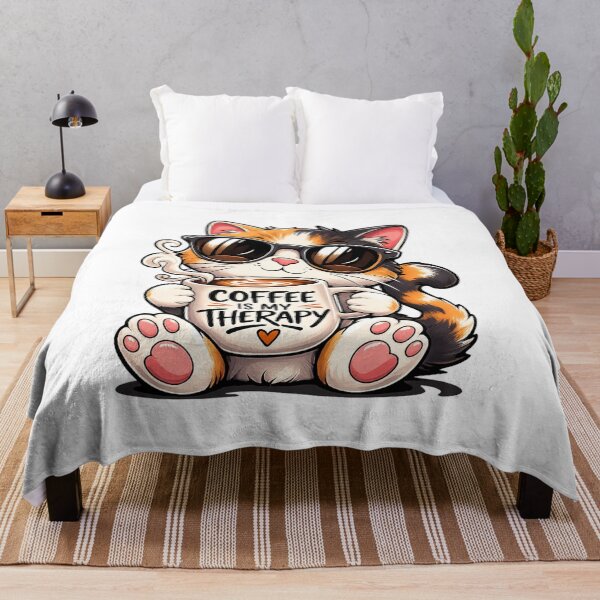 Item preview, Coffee Is My Therapy – Cute Kawaii Cat designed and sold by AleksKos.