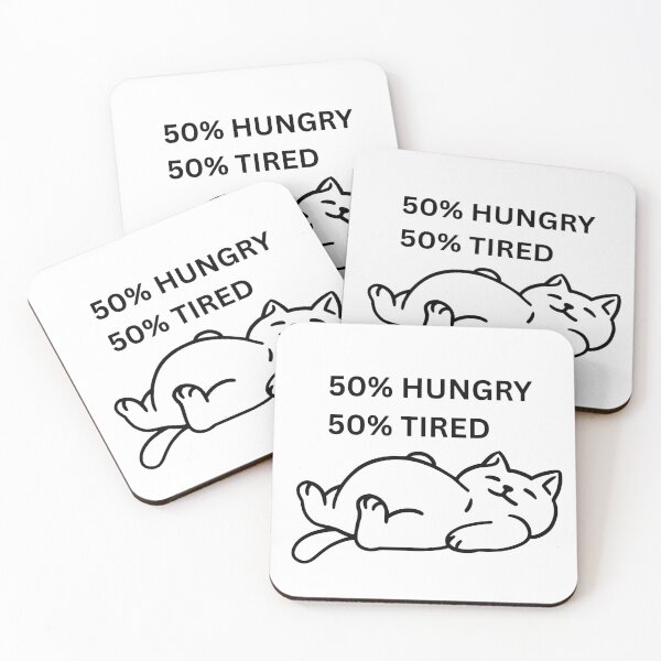 Item preview, 50% Hungry 50% Tired – Sleepy Cat Funny Relatable designed and sold by deslydesign.