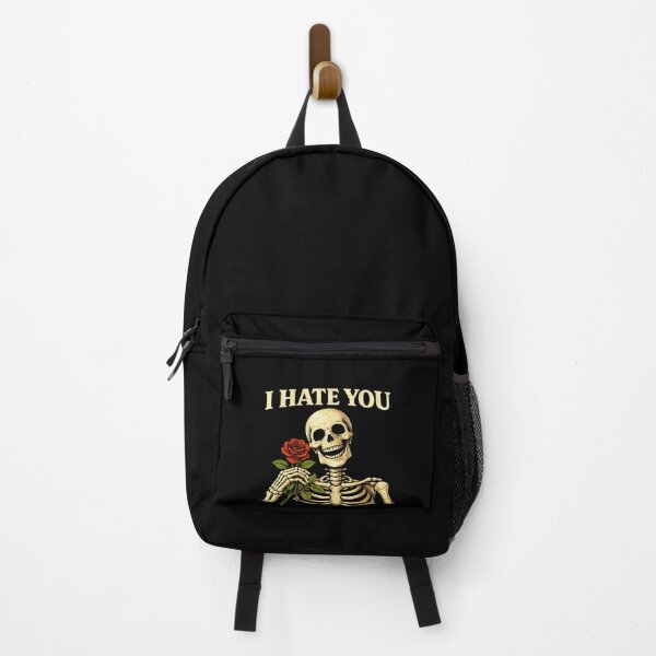 Item preview, I Hate You I Hate You Vintage Smile Skeleton With Rose – Funny Dark Humor Gothic Meme Sticker designed and sold by VibeOffline Studio.