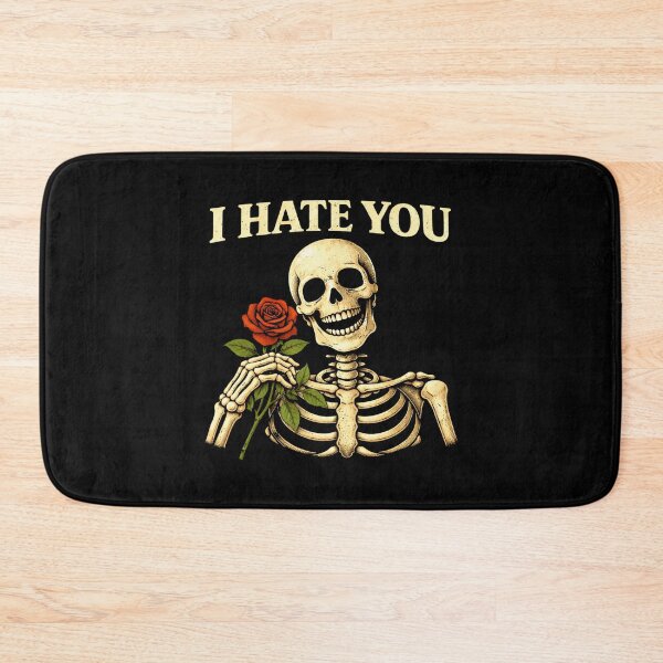 Item preview, I Hate You I Hate You Vintage Smile Skeleton With Rose – Funny Dark Humor Gothic Meme Sticker designed and sold by VibeOffline Studio.