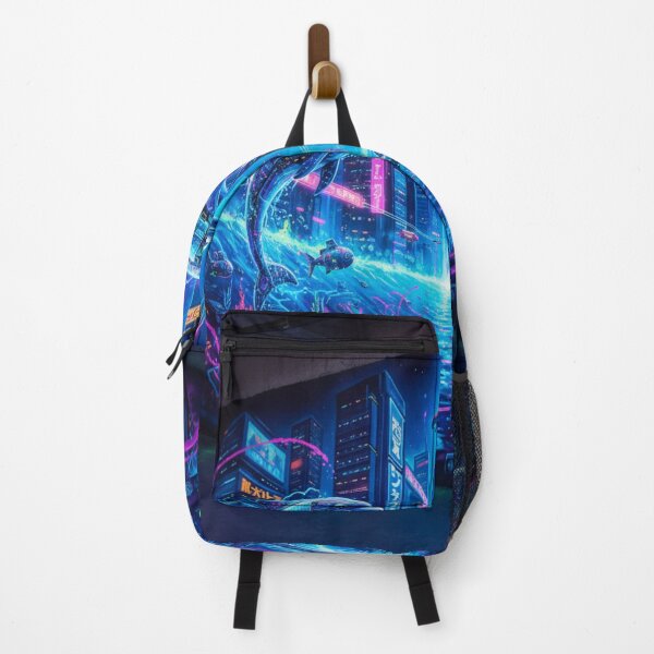 Item preview, Neon Tides: Cybernetic Dolphins Cyberpunk Wall Mural designed and sold by 3free3street - Neon & Graffiti Digital Art.