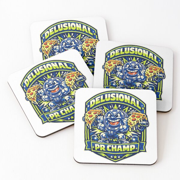 Item preview, Funny Gym Pizza | Delusional PR Champ – Weightlifting Irony Gift – Retro Mascot Graphic designed and sold by avinigav.