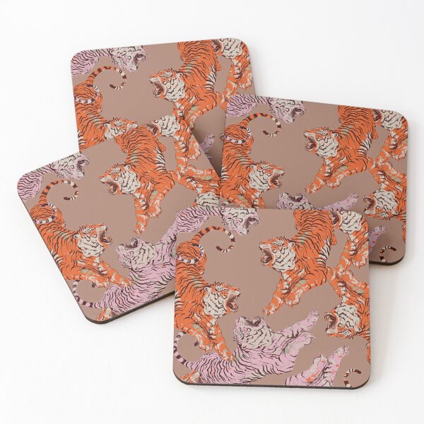 Item preview, Tiger Pattern Pink Orange Wild Cat Repeating Print - Boho Animal Art designed and sold by cadinera.