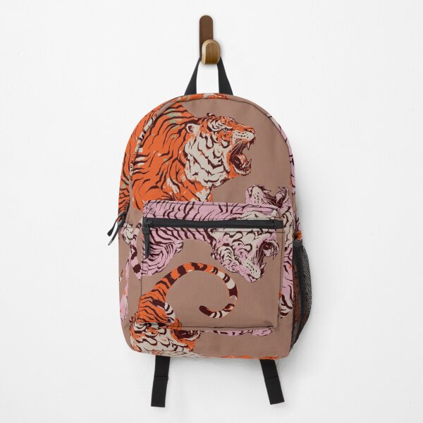 Item preview, Tiger Pattern Pink Orange Wild Cat Repeating Print - Boho Animal Art designed and sold by cadinera.