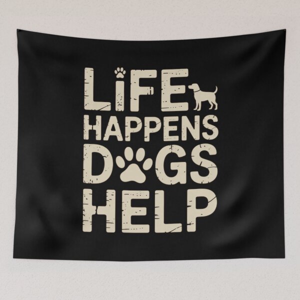 Item preview, Life Happens Dogs Help Vintage Distressed Dog Lover Typography designed and sold by PROPera-design.