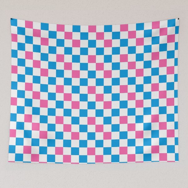 Item preview,  Blue White Pink Checkered Pattern Design  designed and sold by PatternTitan.