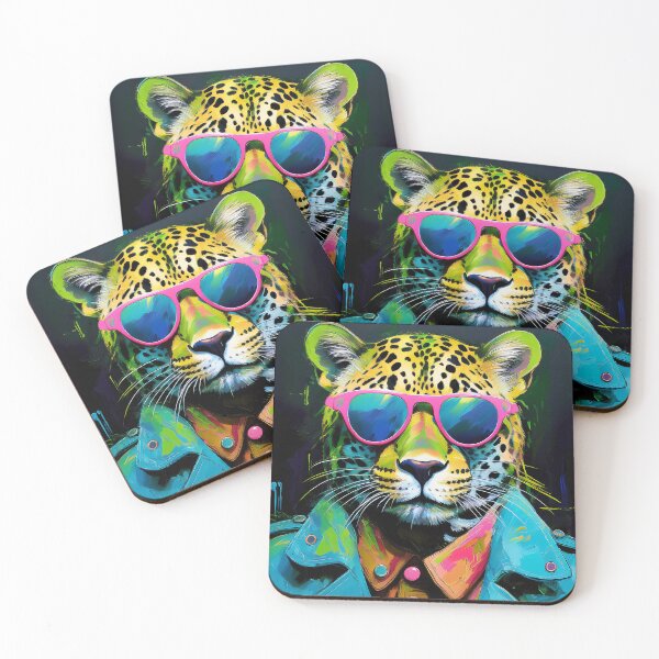 Item preview, Portrait painting popart leopard with pink sunglasses designed and sold by TYA - Take Your Art.