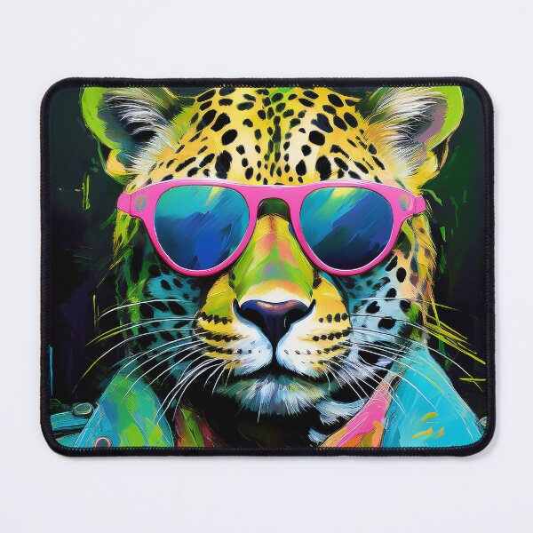 Item preview, Portrait painting popart leopard with pink sunglasses designed and sold by TYA - Take Your Art.