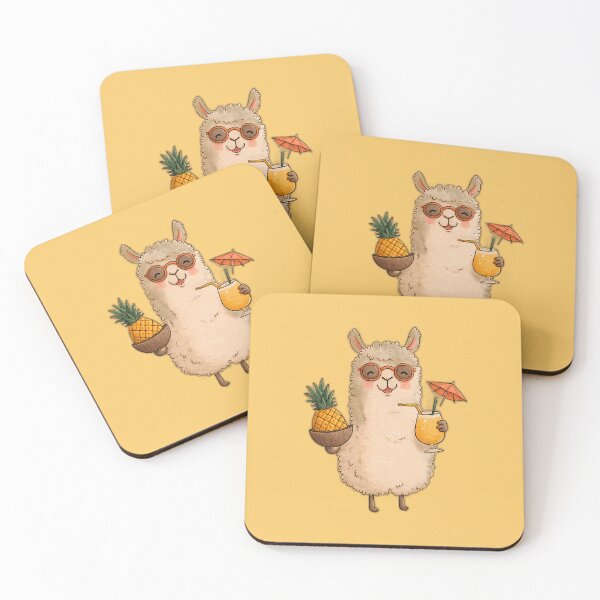 Item preview, Tropical Piña Colada Alpaca – Pineapple Bowl & Umbrella Drink Cartoon designed and sold by Beachy Beasts.