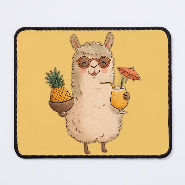 Item preview, Tropical Piña Colada Alpaca – Pineapple Bowl & Umbrella Drink Cartoon designed and sold by Beachy Beasts.