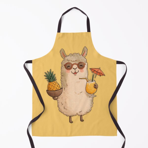 Item preview, Tropical Piña Colada Alpaca – Pineapple Bowl & Umbrella Drink Cartoon designed and sold by Beachy Beasts.