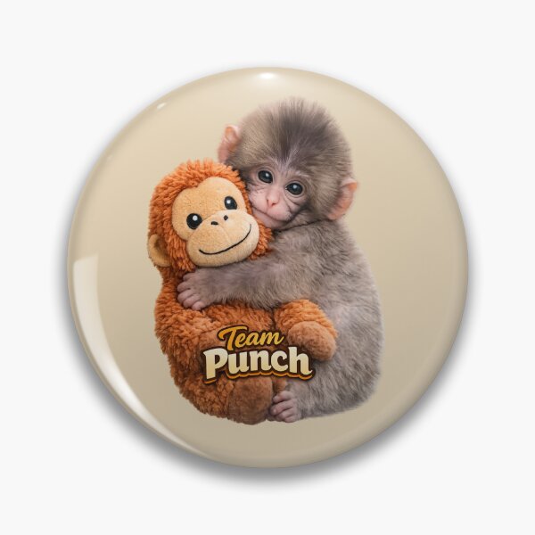 Item preview, Team Punch - Cute Sad Punch Baby Monkey Hugging Orangutan Plush Toy | Kawaii Comfort Friendship Team Punch Art designed and sold by PopCulturePixel.