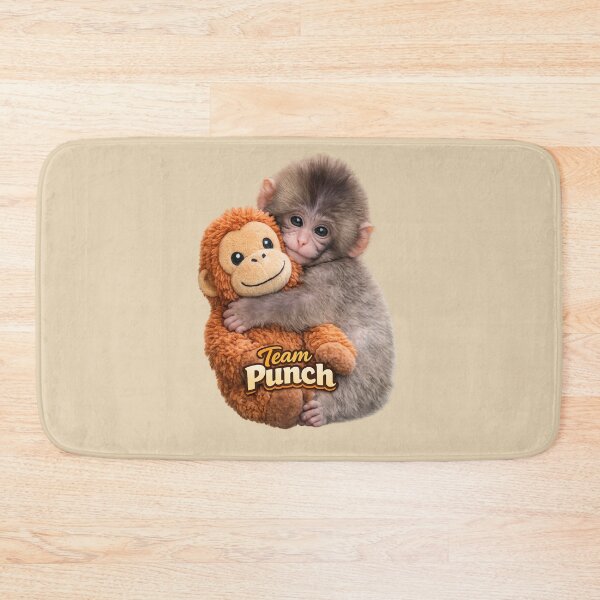 Item preview, Team Punch - Cute Sad Punch Baby Monkey Hugging Orangutan Plush Toy | Kawaii Comfort Friendship Team Punch Art designed and sold by PopCulturePixel.