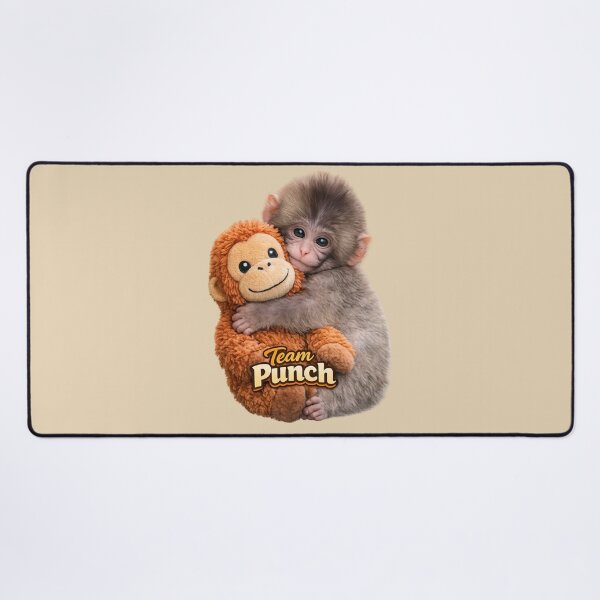 Item preview, Team Punch - Cute Sad Punch Baby Monkey Hugging Orangutan Plush Toy | Kawaii Comfort Friendship Team Punch Art designed and sold by PopCulturePixel.