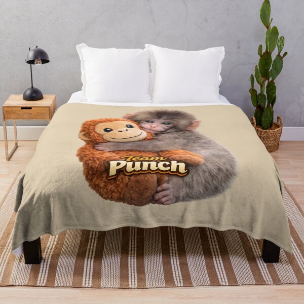 Item preview, Team Punch - Cute Sad Punch Baby Monkey Hugging Orangutan Plush Toy | Kawaii Comfort Friendship Team Punch Art designed and sold by PopCulturePixel.