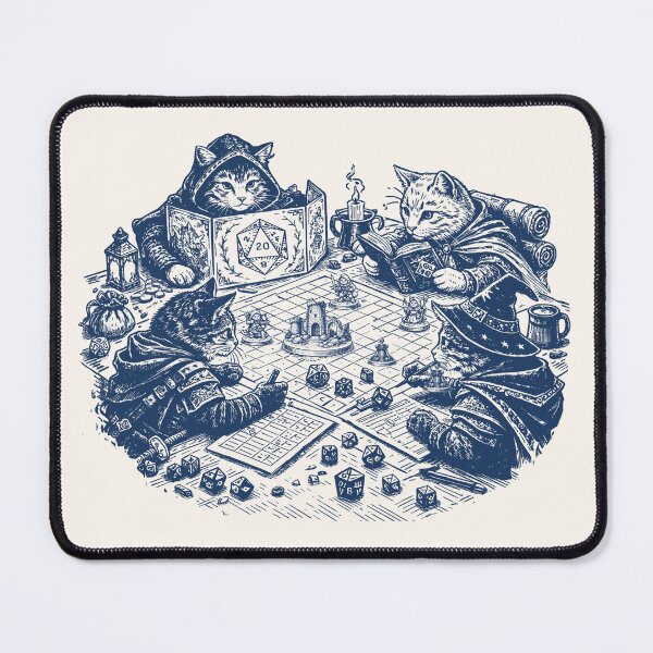 Item preview, DND CATS playing Dungeons and Dragons, RPG retro vintage style designed and sold by DungeonAtelier.