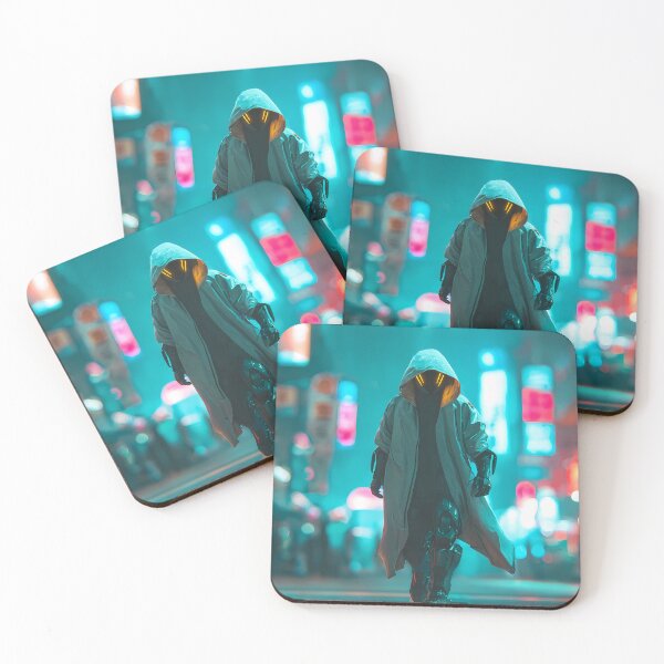 Item preview, Teal Neon Drifter – Cyber Hooded Walker Anime Style designed and sold by NeonHorizon Studio.
