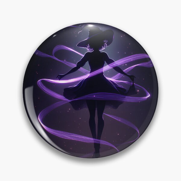 Item preview, Violet Spell Ribbon – Neon Witch Silhouette in Motion designed and sold by NeonHorizon Studio.