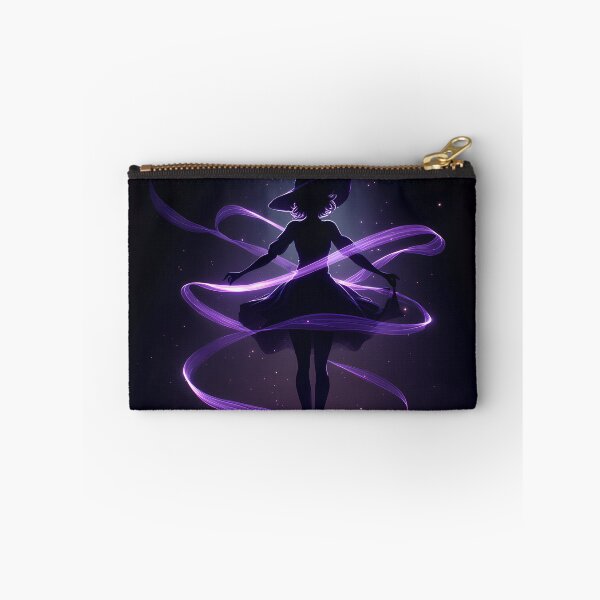 Item preview, Violet Spell Ribbon – Neon Witch Silhouette in Motion designed and sold by NeonHorizon Studio.