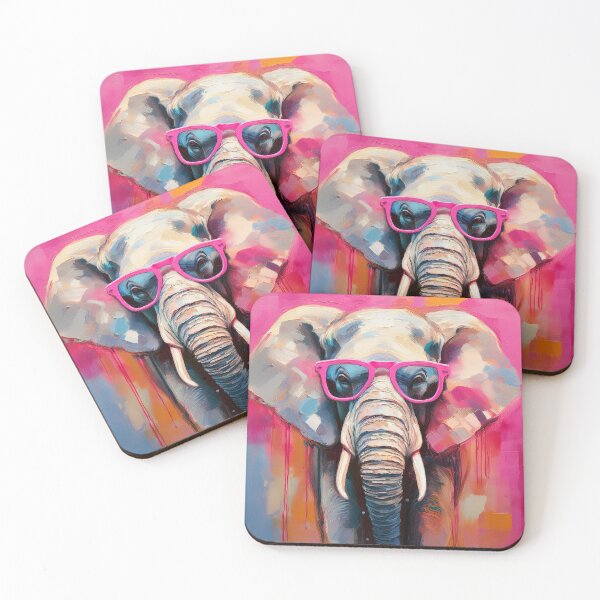 Item preview, Portrait painting popart colorful elephant with pink sunglasses designed and sold by TYA - Take Your Art.